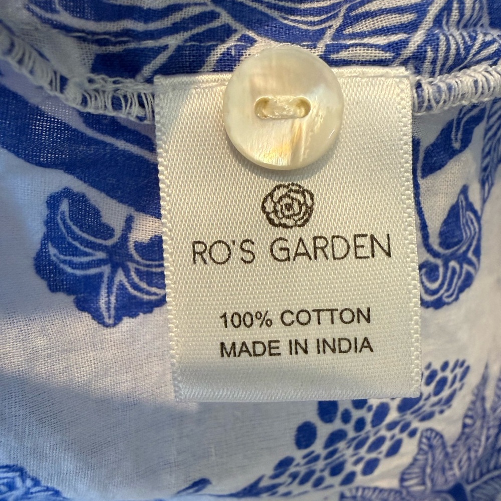 Ro’s Garden Blue and White Button Up Dress, Swim Coverup - Picture 7 of 8
